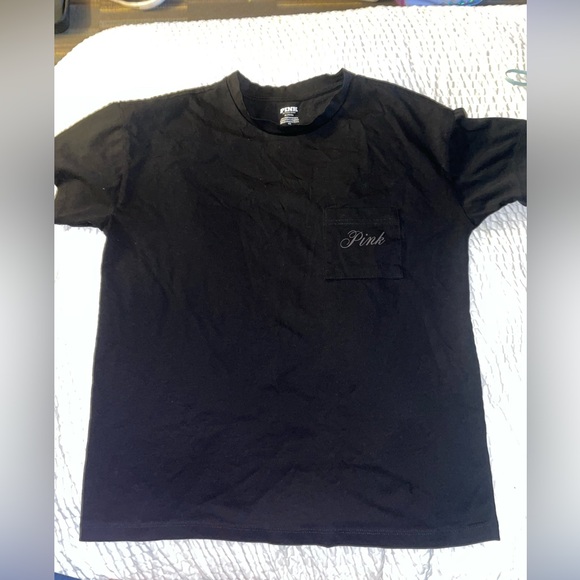 PINK Victoria's Secret Tops - PINK Victoria's Secret Brand Womens medium Black Pocket T-Shirt
